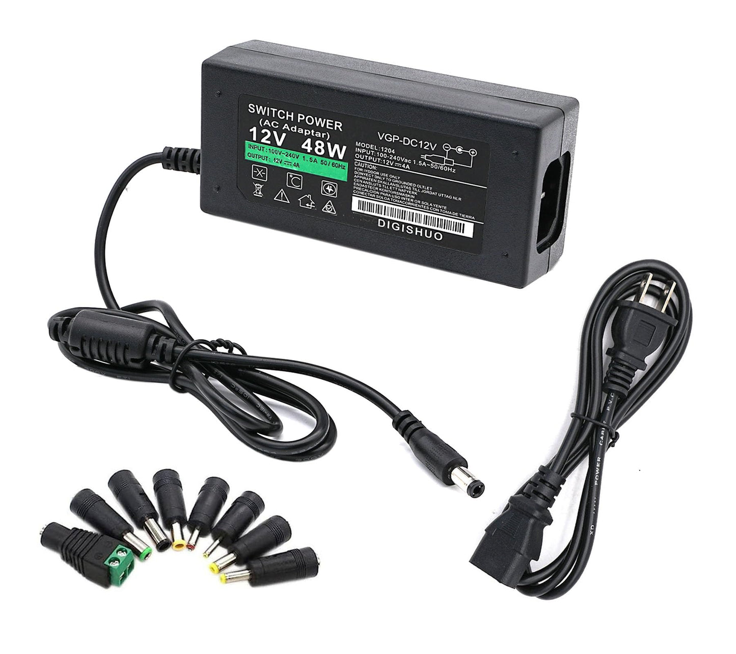 DIGISHUO DC 12V 4A 48W Power Supply Adapter Transformer Switch AC 110V/240V to DC 12V 4amp Switching Converter LED Driver for LED Strip Light CCTV…