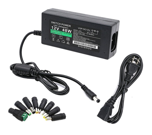 DIGISHUO DC 12V 4A 48W Power Supply Adapter Transformer Switch AC 110V/240V to DC 12V 4amp Switching Converter LED Driver for LED Strip Light CCTV…