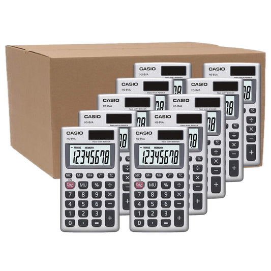 HS-8VA Handheld Calculator, 8-Digit LCD, Silver/Carton of 10 calculators