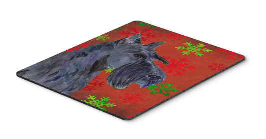 Caroline's Treasures SS4736MP Scottish Terrier Red and Green Snowflakes Holiday Christmas Mouse Pad, Hot Pad or Trivet for Home Office Gaming Working