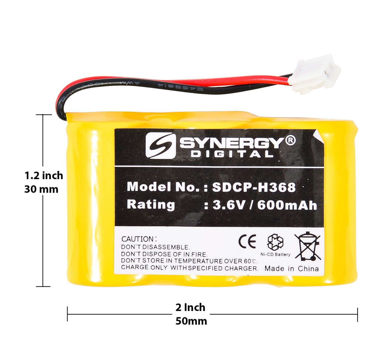 GE 5-2729 Cordless Phone Battery 1X3-2/3AF/D - 3.6 Volt, Ni-CD 600mAh - Cordless Phone Replacement Battery