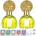 Battery Operated Wall Sconce with Remote Control, Wireless Wall sconces Set of Two with 7000mAh Dimmable Magnetic RGB Bulbs, Rechargeable Wall Light