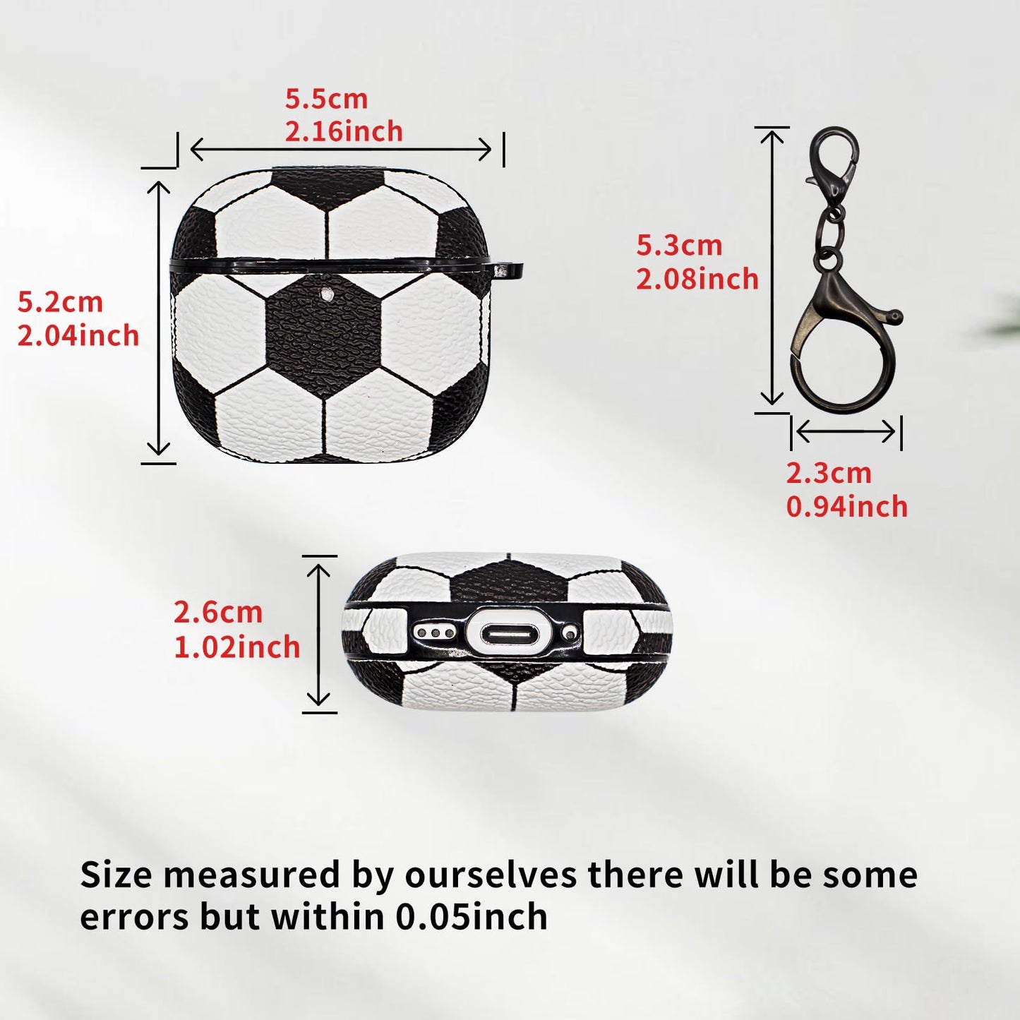 for Airpods 4 Case Cover,Soccer Shockproof Case Cover for Earphone Airpods 4 with Keychain Front LED Visible