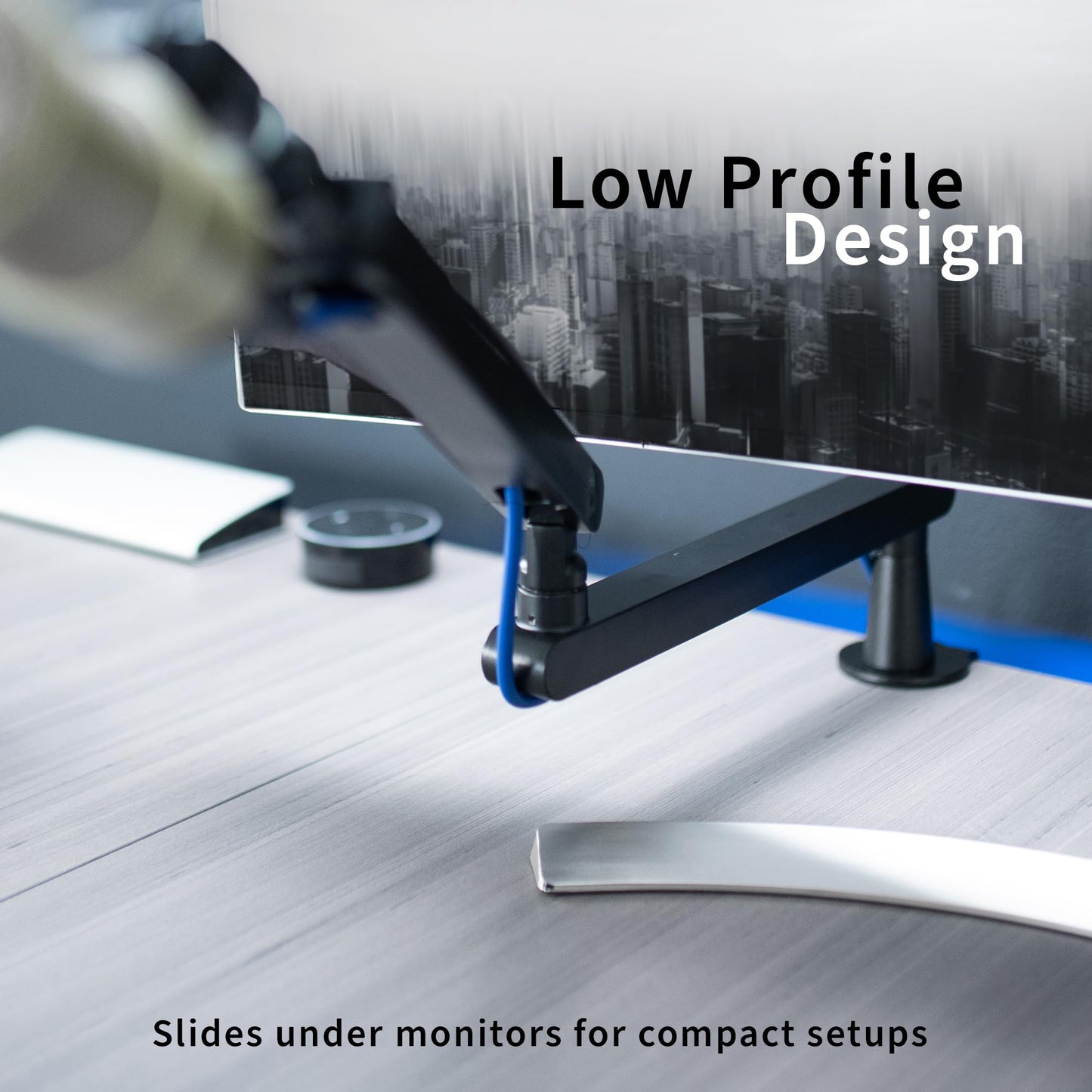 VIVO Low Profile Broadcast/Podcast Microphone Boom Arm Stand with 3/8 and 5/8 inch Screw Adapter, Heavy Duty Desk Mount, Professional Mic Stand with