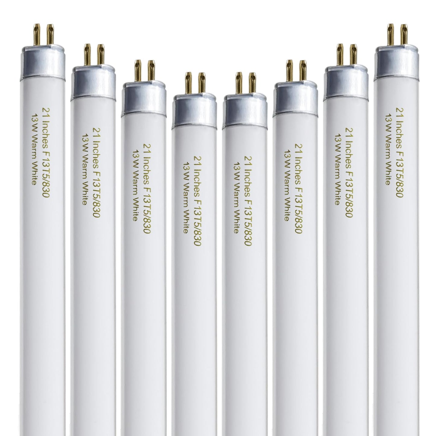 8 Pack 21 Inch T5 Fluorescent Light Bulb 13 Watt F13T5/WW Compatible with Sylvania Satco Philips GE Under Cabinet Tube Light Warm White 800 Lumen G5