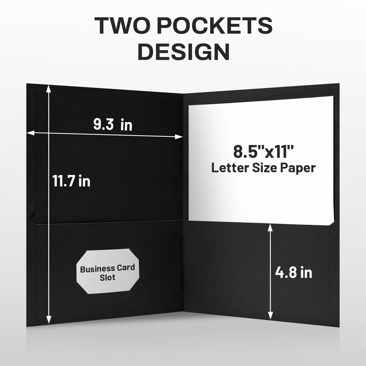 SUNEE Folders with Pockets(25 Pack, Black), 2 Pocket Folders Fit Letter Size Paper, Paper File Folder for School Office Home Bussiness