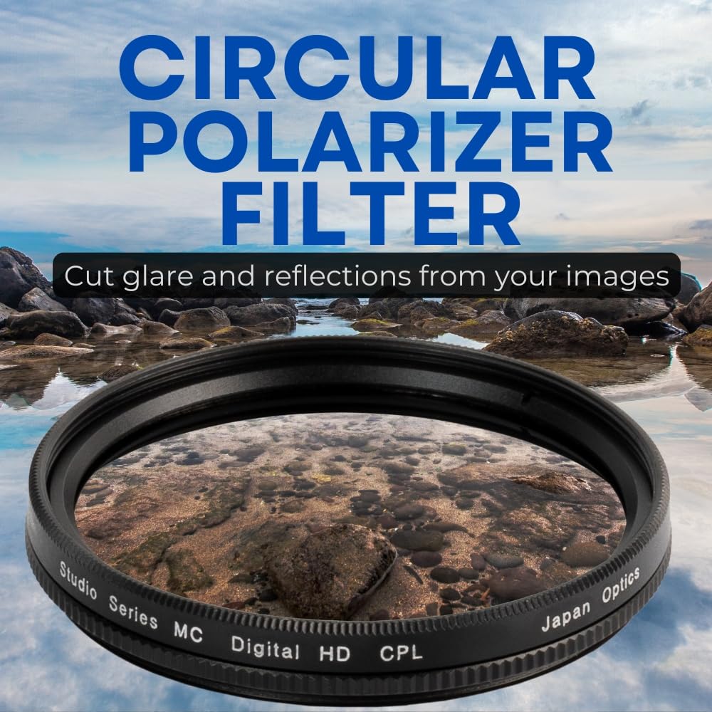 37mm High Resolution Multi Coated Pure Glass 3 Piece Filter Kit (UV, CPL, FL) for Canon, Nikon, Panasonic, Sony, Samsung, Fujifilm, Pentax, Olympus