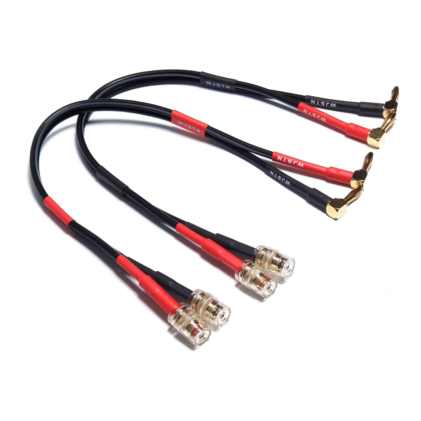 WJSTN Speaker Cable Extension with Right Angle Banana Plugs, 12 AWG, Banana Jack Connectors, Male to Female 4mm Banana Plugs Multifunctional Adapters