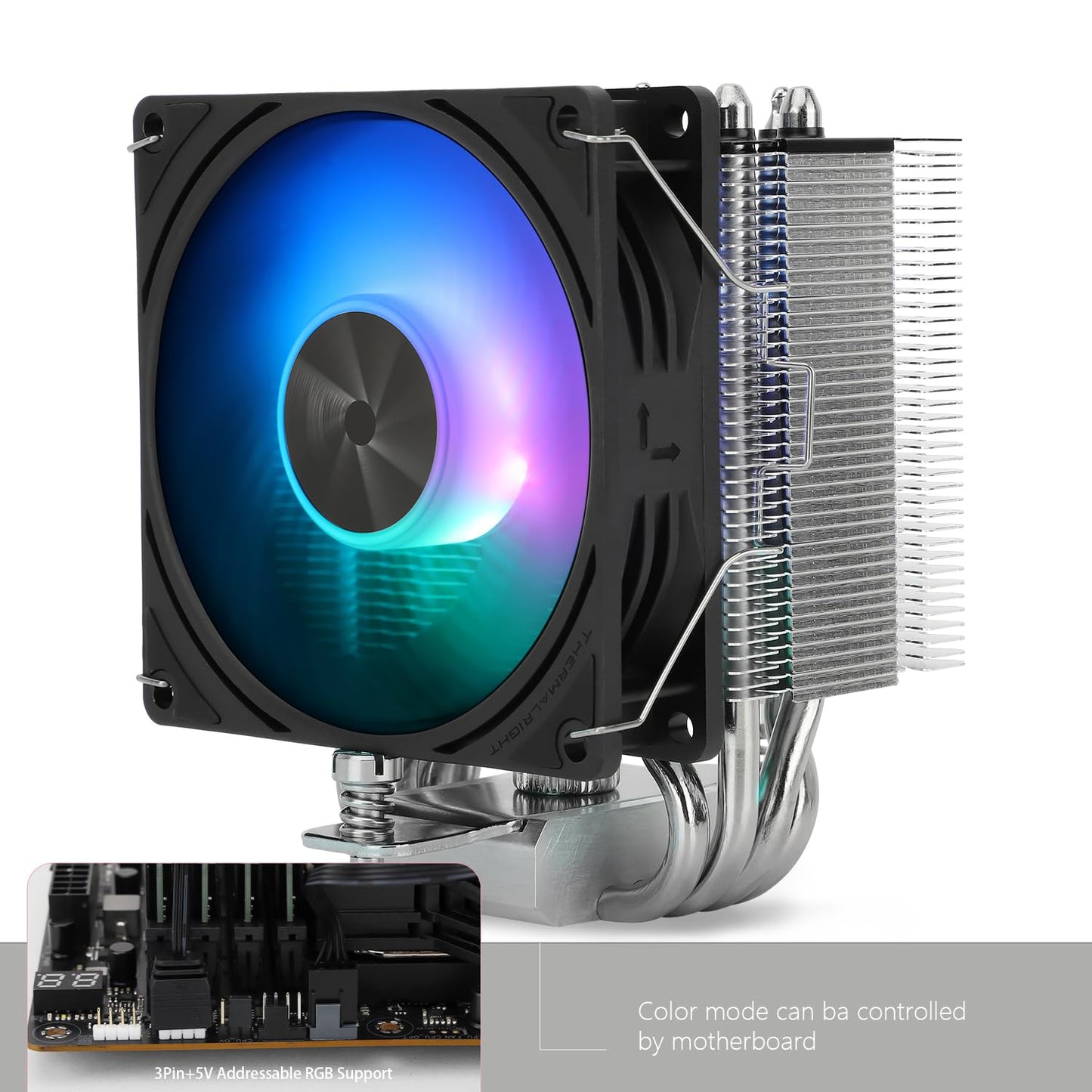 Thermalright Assassin X 90 SE ARGB CPU Air Cooler, AX90SE ARGB, 2200RPM Speed,4 Heat Pipes, 92mm PWM Quiet Fan CPU Cooler, 118mm High,for AMD AM4
