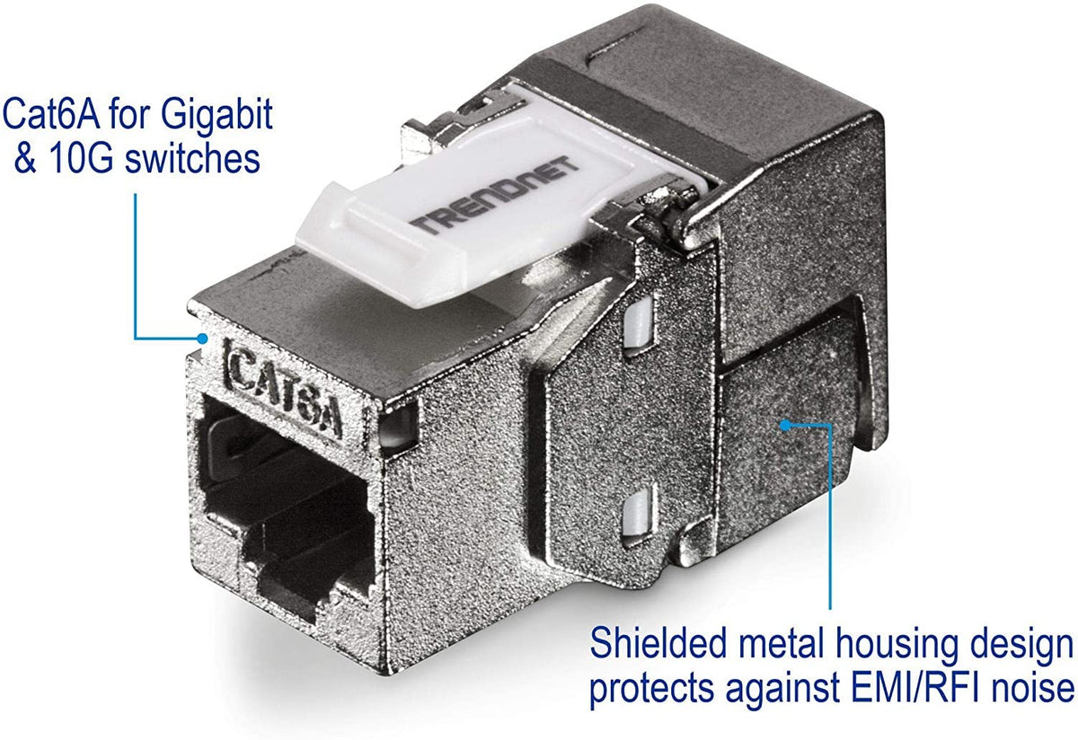 TRENDnet Shielded Cat6A RJ45 Keystone Jack 6-Pack Bundle,TC-K06C6A