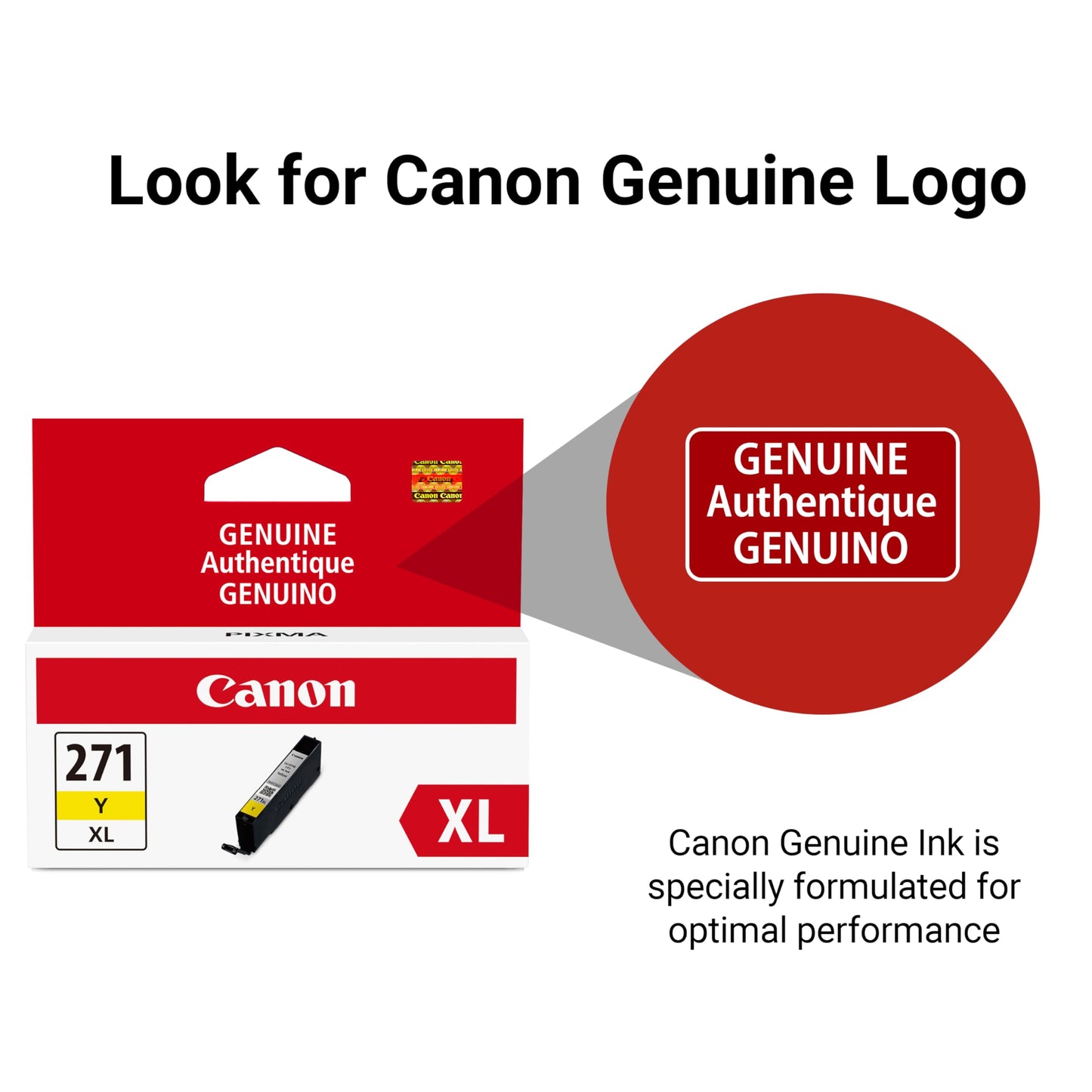 Canon CLI-271XL Genuine Yellow Ink Tank, Compatible with MG6820, MG6821, MG6822, MG5720, MG5721, MG5722, MG7720, TS5020, TS6020, TS8020, and TS9020