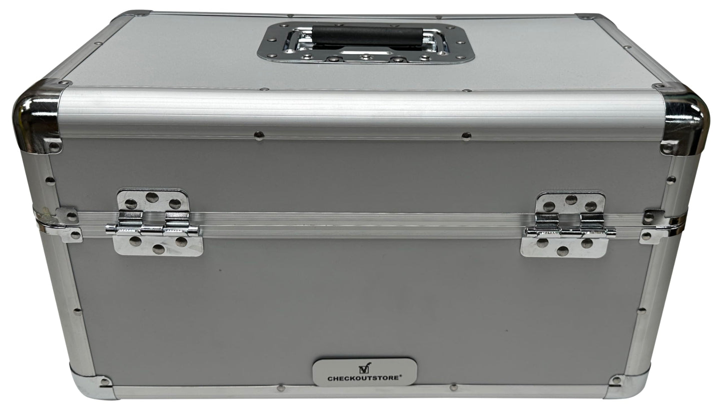 CheckOutStore Silver Aluminum 7" 45 RPM Record Storage Box (Holds Up to 200 Records)