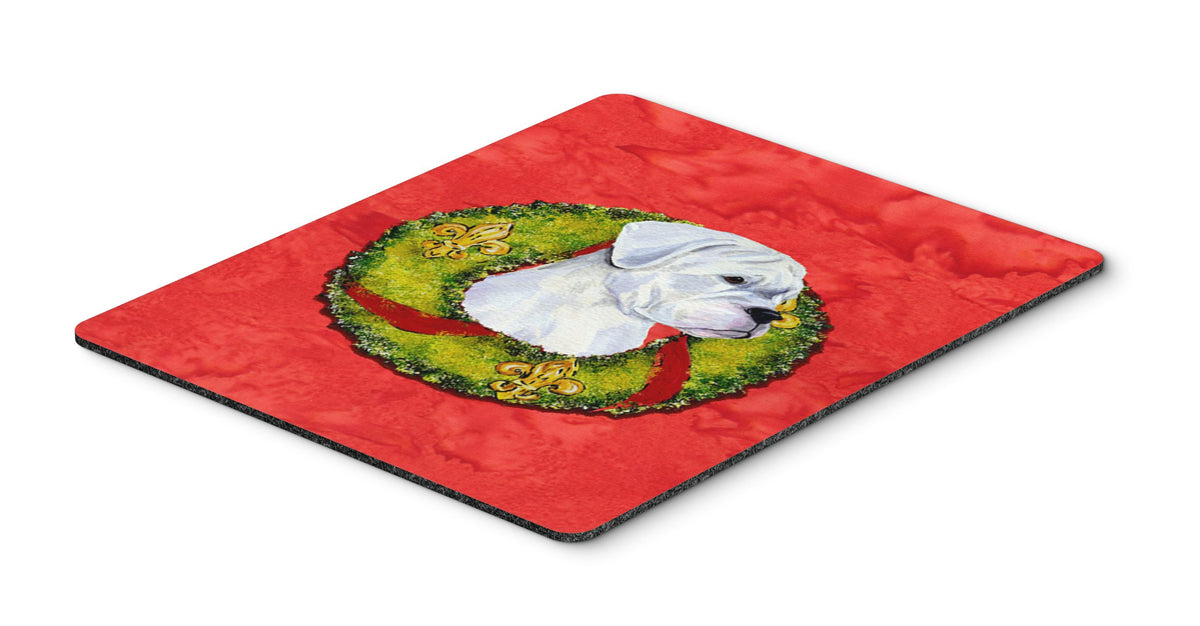 Caroline's Treasures SS4196MP White Boxer Cristmas Wreath Mouse Pad, Hot Pad or Trivet for Home Office Gaming Working Computers Laptop Mouse