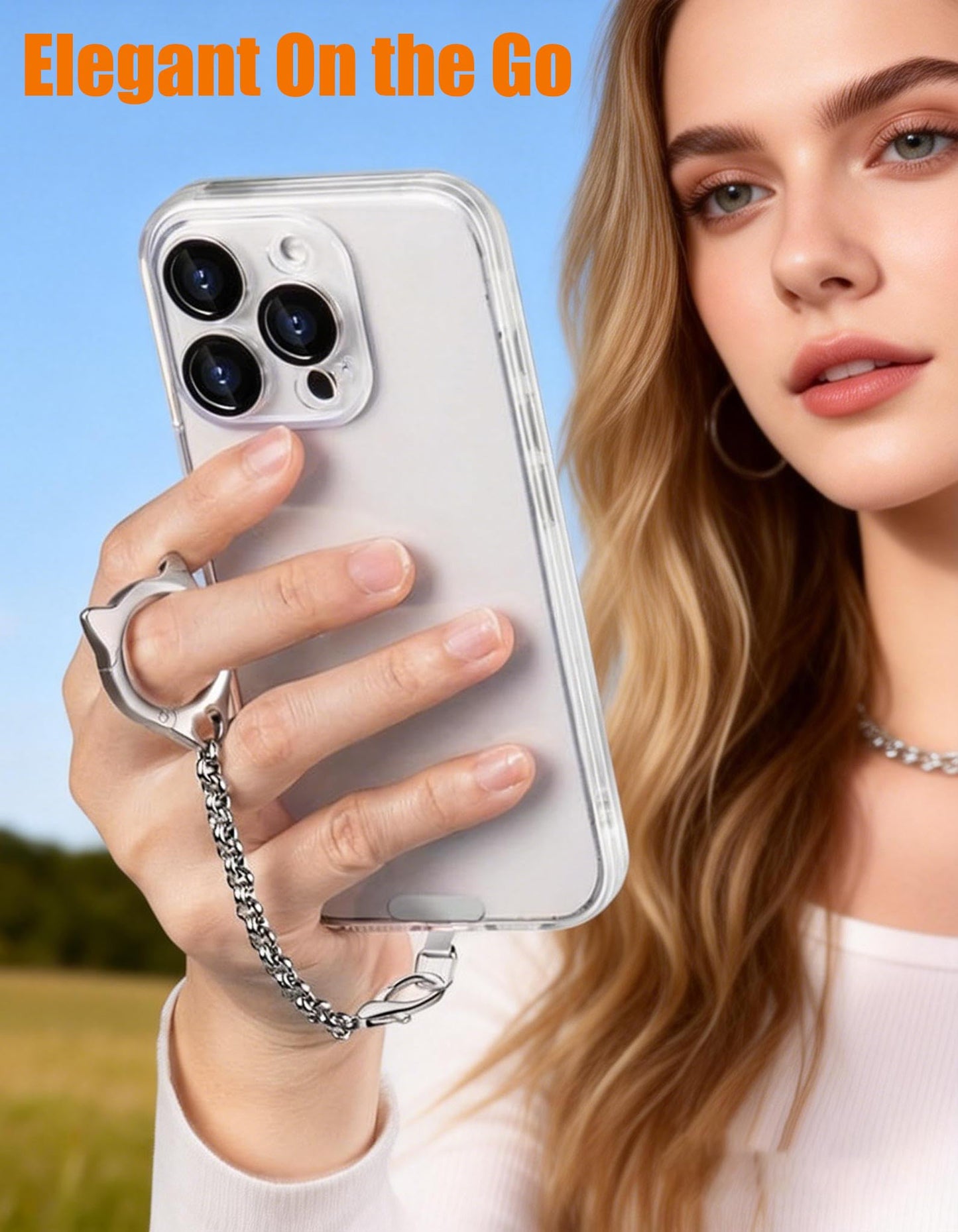Metal Cat Head Phone Finger Grip Ring Chain Lanyard Keychain Holder Heavy Duty 5KG Capacity Anti-Loss Strap Anti Theft for All Phones Keys Earbuds USB