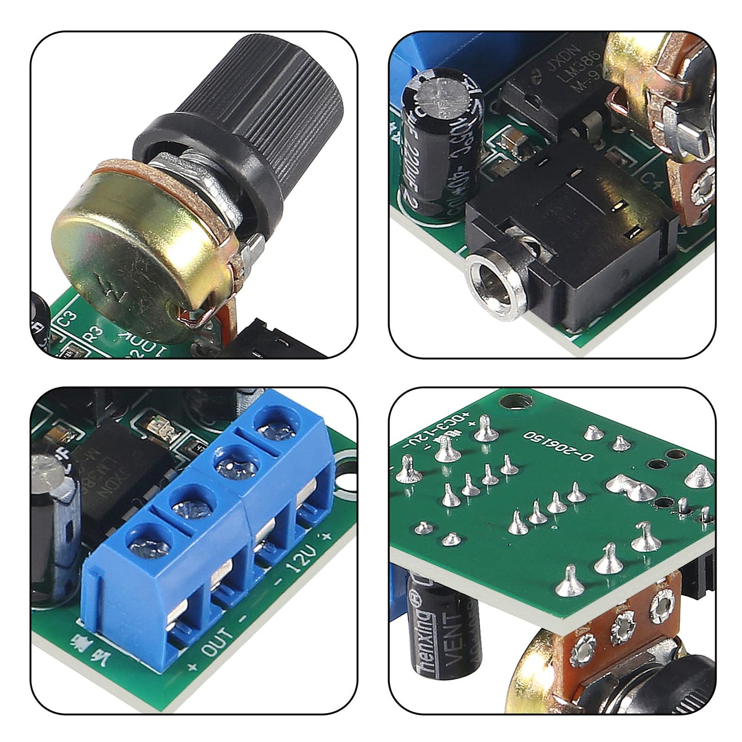 DWEII 4Pcs LM386 10W Mini Power Amplifier Board Audio Amplifier Module DC 3-12V Volume Adjustable Control