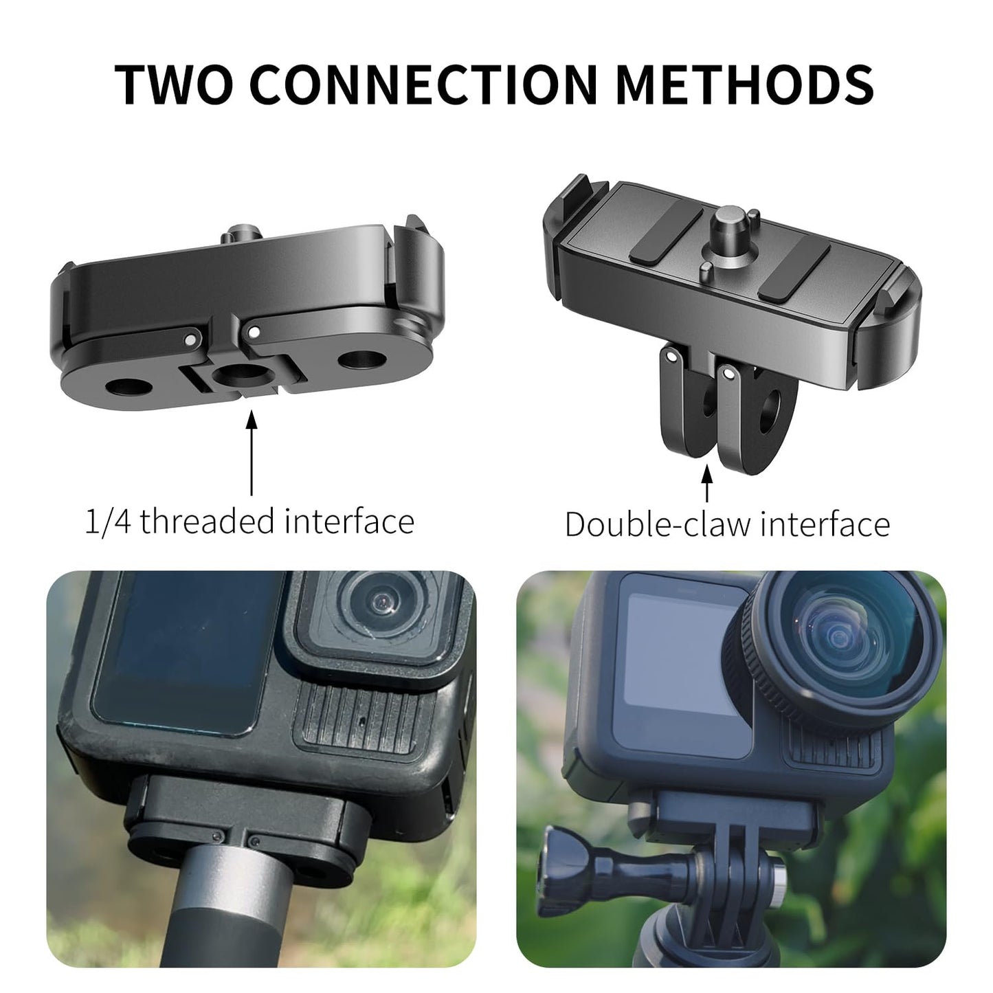 1-Pack Magnetic Adapter Mount for GoPro Hero 13, Quick Release Mount Aluminum Magnetic Latch with 1/4" Screw,Dual-Claws Interface, Compatible