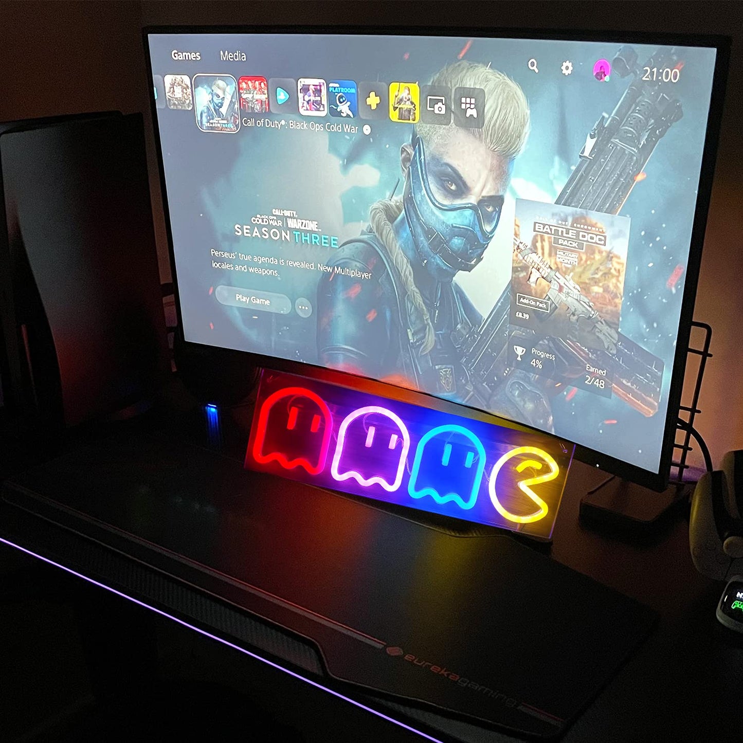 Game Neon Signs Ghost Neon Lights Led Sign Retro Decor Arcade for Game Room Decor with USB/Swicth Led Wall Sign Neon Sign for Bedroom Kids Room Bar