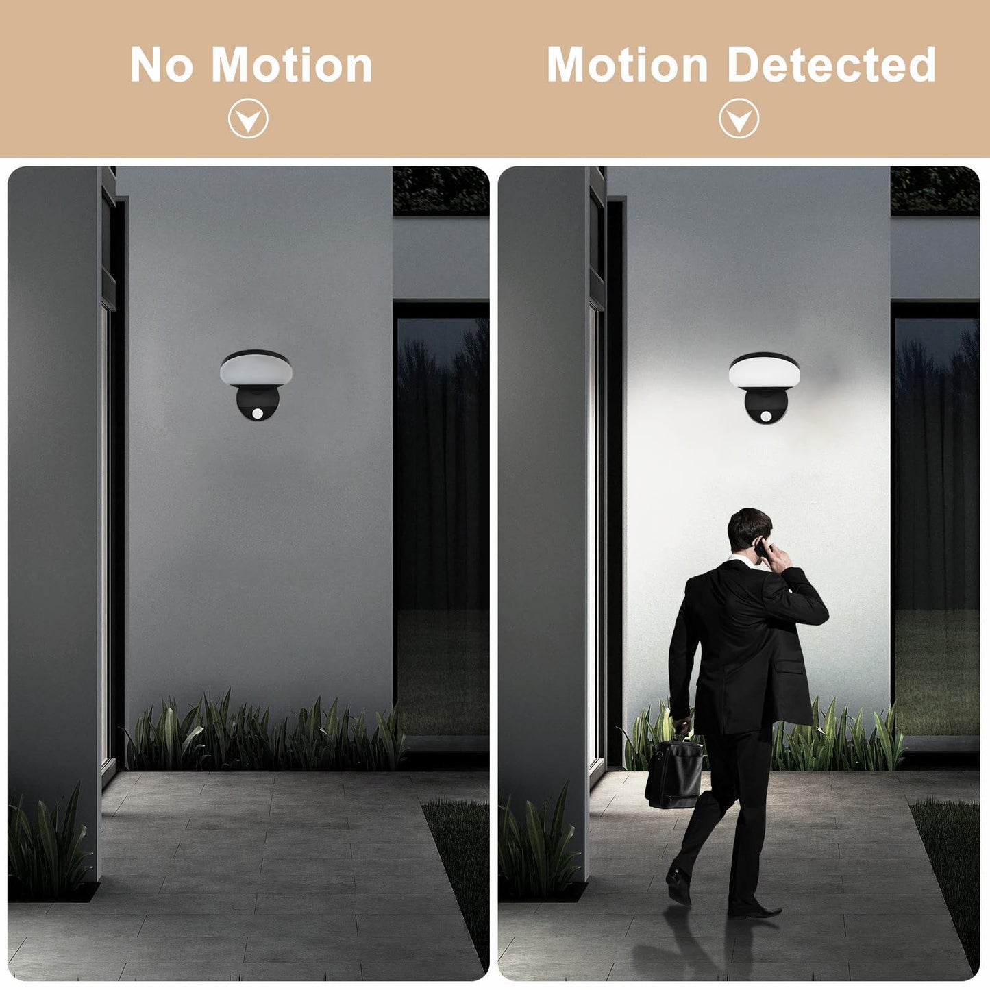 PEBIN Wired Motion Sensor Outdoor Lights Fixtures LED 18W Modern Exterior Porch Lights Wall Sconces Light for Doorway Patio Garage Matt Black Round