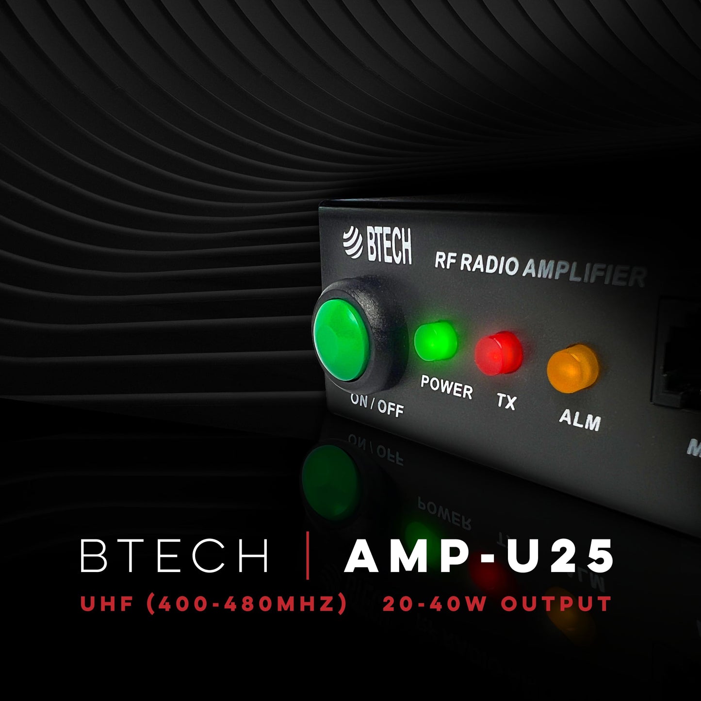 BTECH AMP-U25 Amplifier | 20-40W Power Boost for UHF (400-480MHz) | Compatible with Handheld Radios | Amplifies Analog and Digital Modes | Ideal