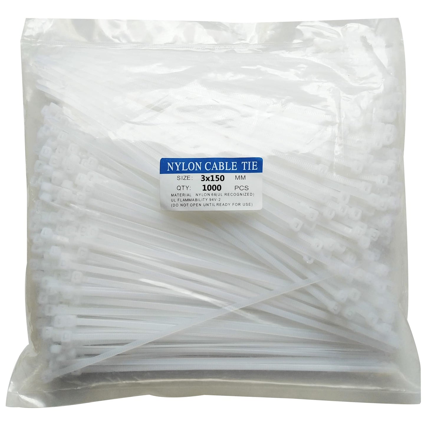 1000 pcs 6 inch Cable Zip Ties Heavy Duty, Premium Plastic Wire Ties with 18 LBS Tensile Strength, UV Resistant Cable Ties, Self-Locking White Nylon