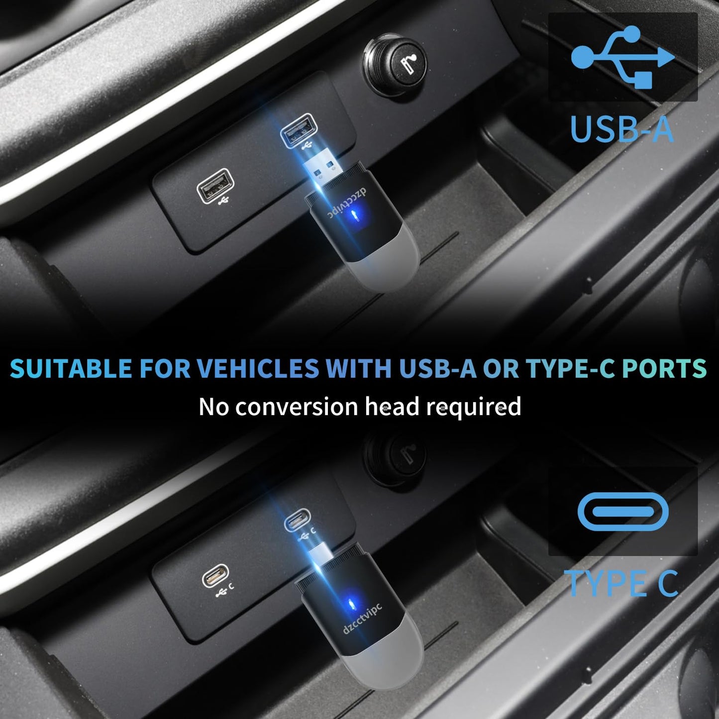 Wireless CarPlay & Android Auto Adapter - 2-in-1 Wired to Wireless Adapter, Plug & Play Mini Dongle for OEM Wired CarPlay Cars, USB-A/USB-C, Auto