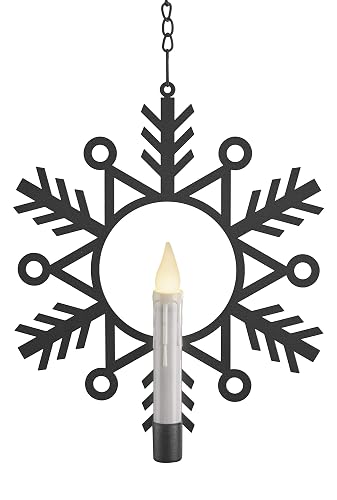 Xodus Innovations CW1500A Battery Powered 12 inch Metal Snowflake Window Wreath with Warm White Flickering Flameless Candle Light and Automatic Timer
