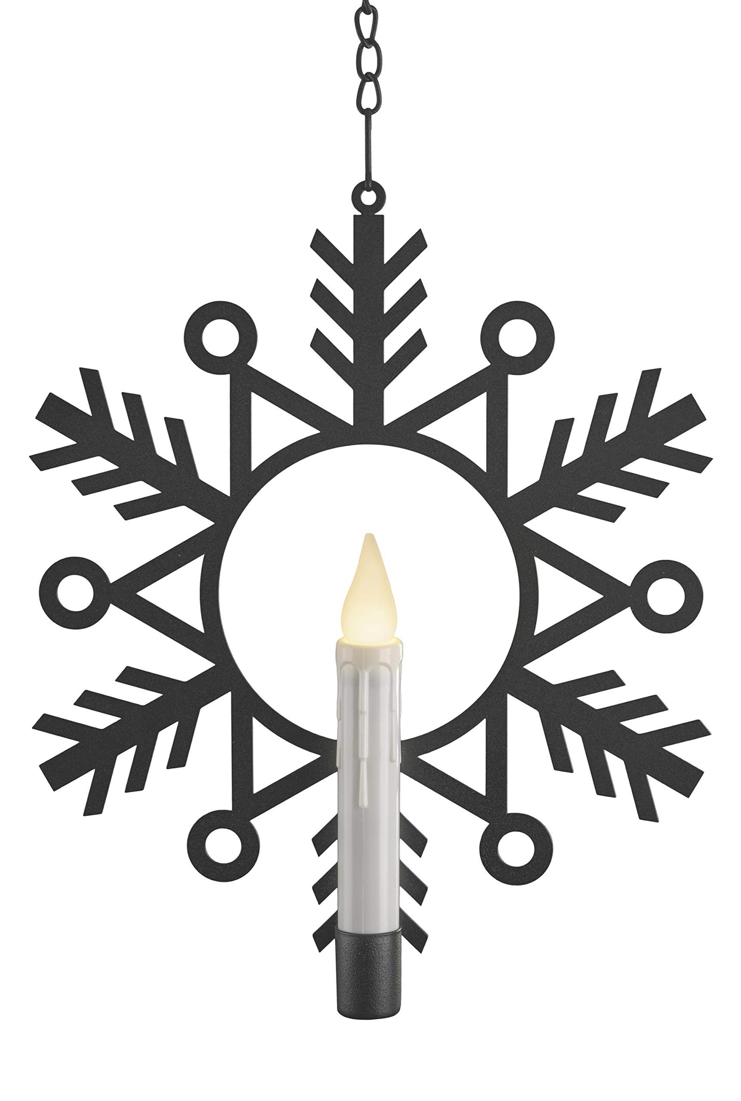 Xodus Innovations CW1500A Battery Powered 12 inch Metal Snowflake Window Wreath with Warm White Flickering Flameless Candle Light and Automatic Timer