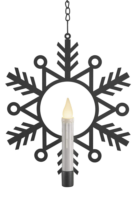 Xodus Innovations CW1500A Battery Powered 12 inch Metal Snowflake Window Wreath with Warm White Flickering Flameless Candle Light and Automatic Timer