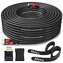 Postta HDMI Cable 50 Feet HDMI 2.0V Cable with 2 Piece Cable Ties+2 Piece HDMI Adapters Support 4K 2160P,1080P,3D,Audio Return and Ethernet