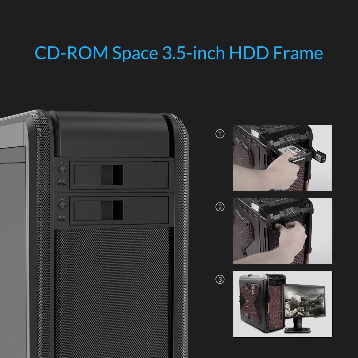 ORICO 5.25 Trayless Hot Swap Mobile Rack CD-ROM 3.5 inch Internal SATA Hard Drive SSD Adapter-1106SS