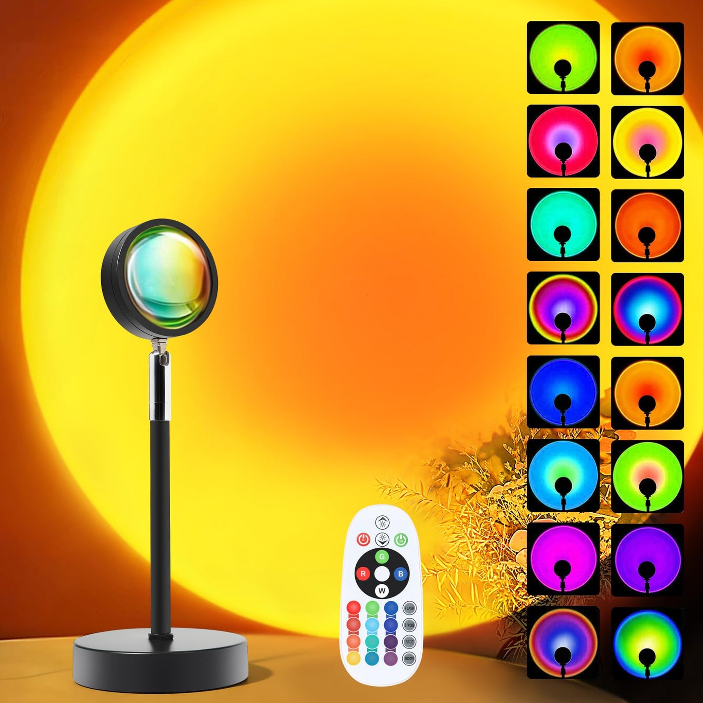 Sunset Lamp Projector, Rainbow Projection Led Lights with Remote, 16 Colors Multicolor Changing LED Night Light, Sunlight Light for Photography Selfie