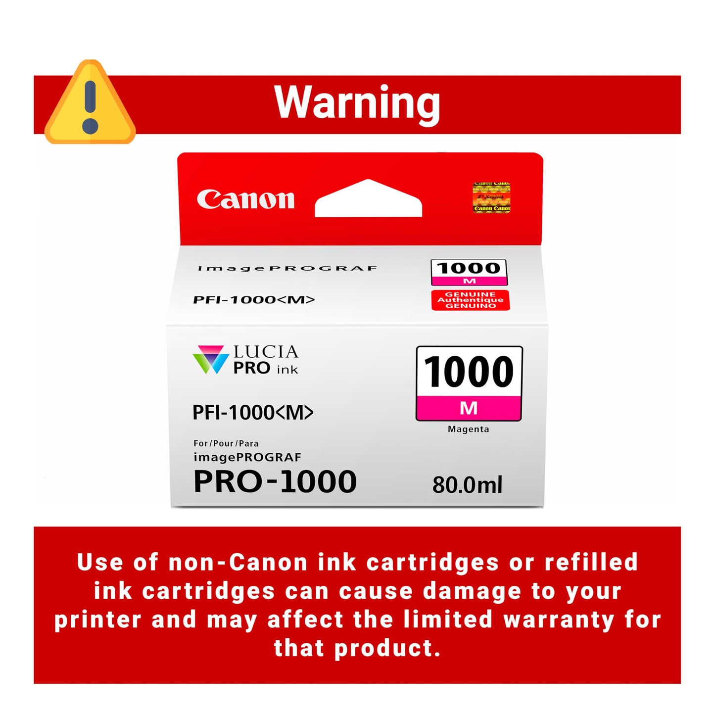 Canon PFI-1000 Genuine Magenta Ink Tank, Compatible with ImagePROGRAF PRO-1000 Printers