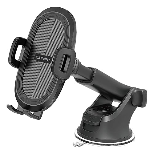 Cellet Dashboard/Windshield Phone Mount with Telescoping Arm - Adjustable Suction Holder, 360° Rotation, One-Touch Release - Fits iPhone 16/15/14 Pro