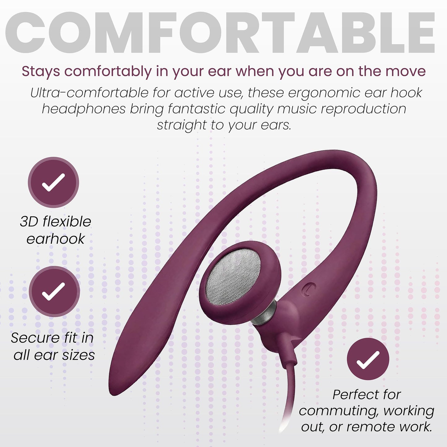 PHILIPS SHS3200PK Flexible Earhook Headphones, Pink