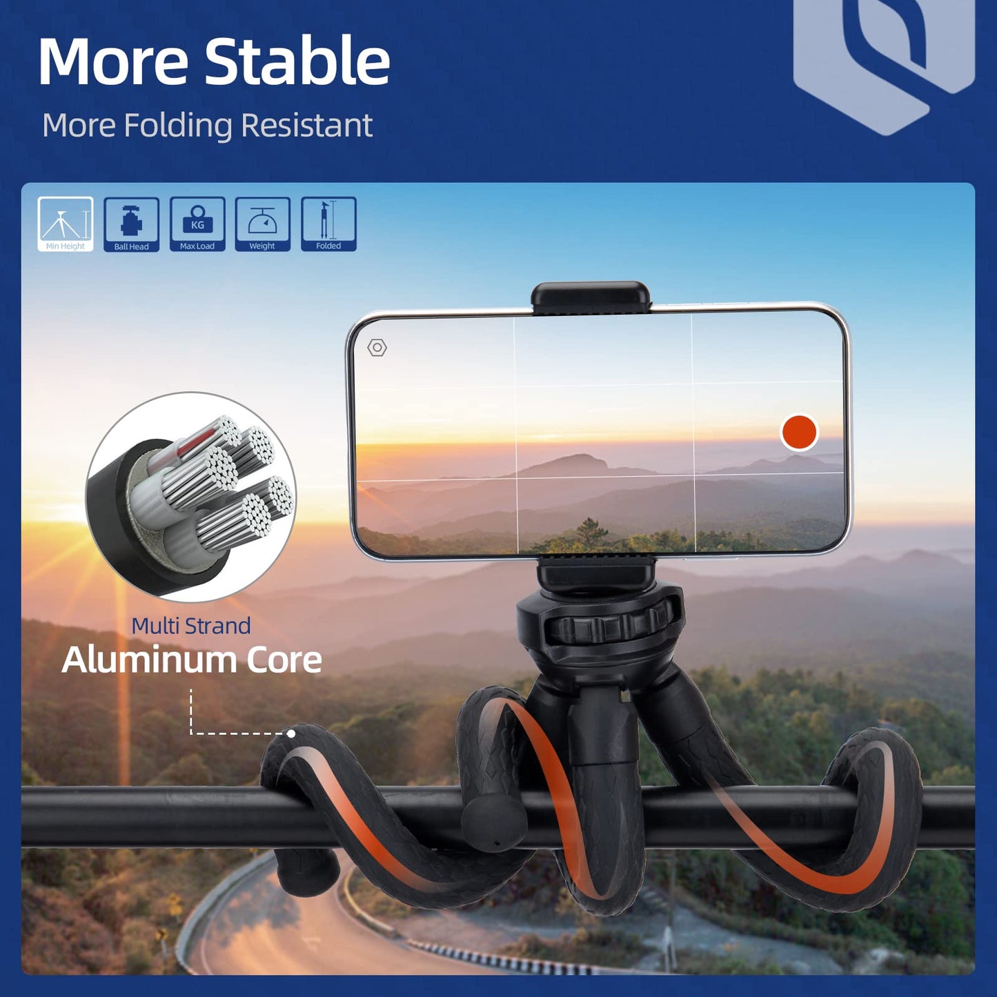 Fotopro iPad Tripod Stand with 360 Ball Head for Camera, Phone, Tablet & More - Cold Shoe, Flexible Phone Tablet Holder for Vlogging, Live Streaming