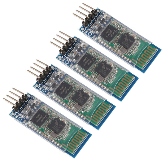 ACEIRMC 4pcs HC-06 RS232 4 Pin Wireless Bluetooth Serial RF Transceiver Module Bi-Directional Serial Channel Slave Mode for Arduino