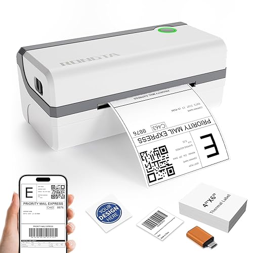 Rongta Bluetooth Thermal Shipping Label Printer, Wireless 4x6 Label Sticker Printer for Shipping Packages, Support Android, iPhone, Widely Used