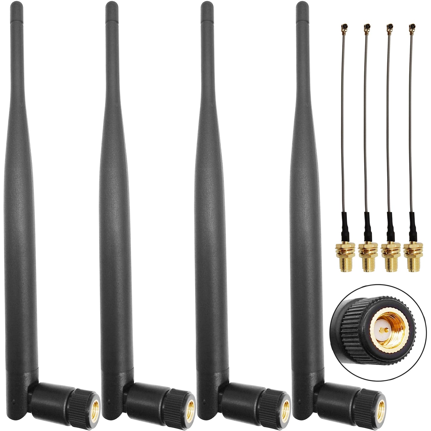 Tenmory 915MHz LoRa Antenna Indoor 3dBi Gain Omni SMA Male + Low Loss U.FL Extension Cable 4 Pcs