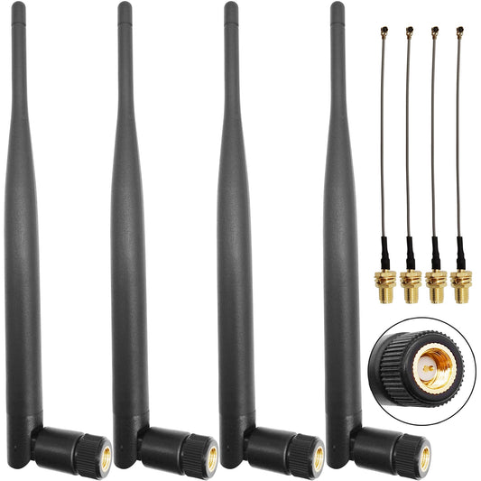 Tenmory 915MHz LoRa Antenna Indoor 3dBi Gain Omni SMA Male + Low Loss U.FL Extension Cable 4 Pcs