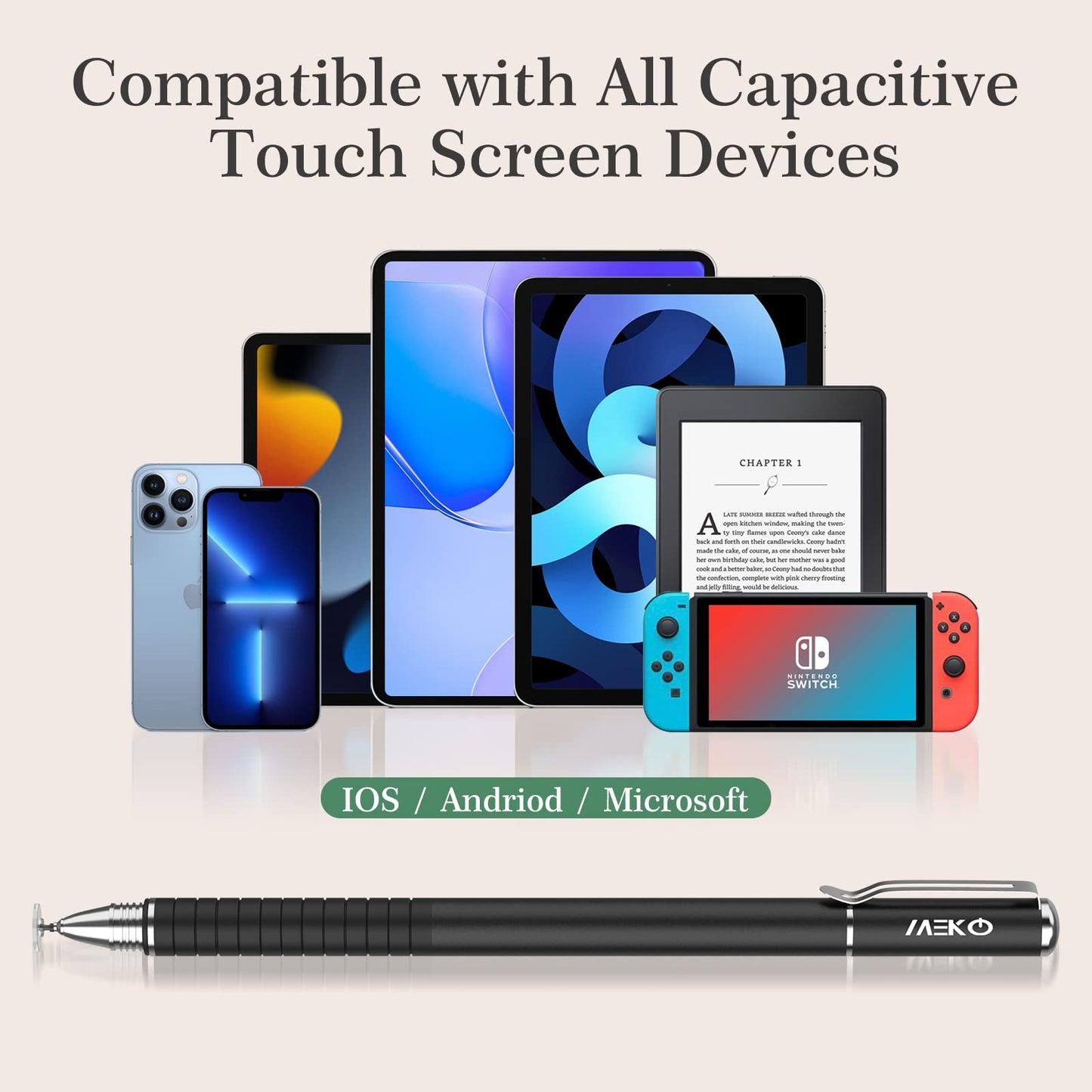 MEKO(2 Pcs) [2 in 1 Precision Series] Disc Stylus/Styli for All Touch Screen Devices Bundle with 4 Replaceable Disc Tips, 2 Replaceable Fiber Tips