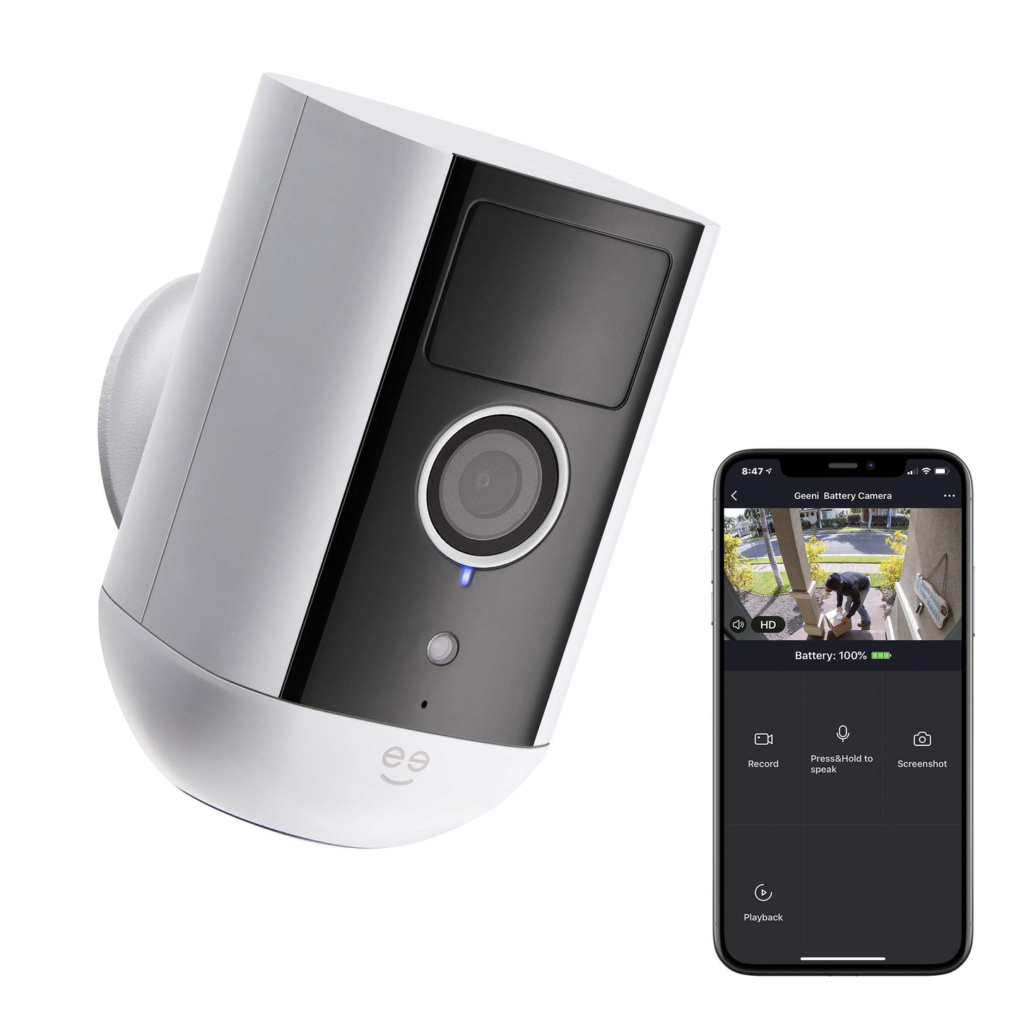 Geeni Freebird 2K Wireless Security Camera, Battery-Powered Outdoor Camera with Magnetic Mount, Smart Motion Detection, Night Vision, Waterproof