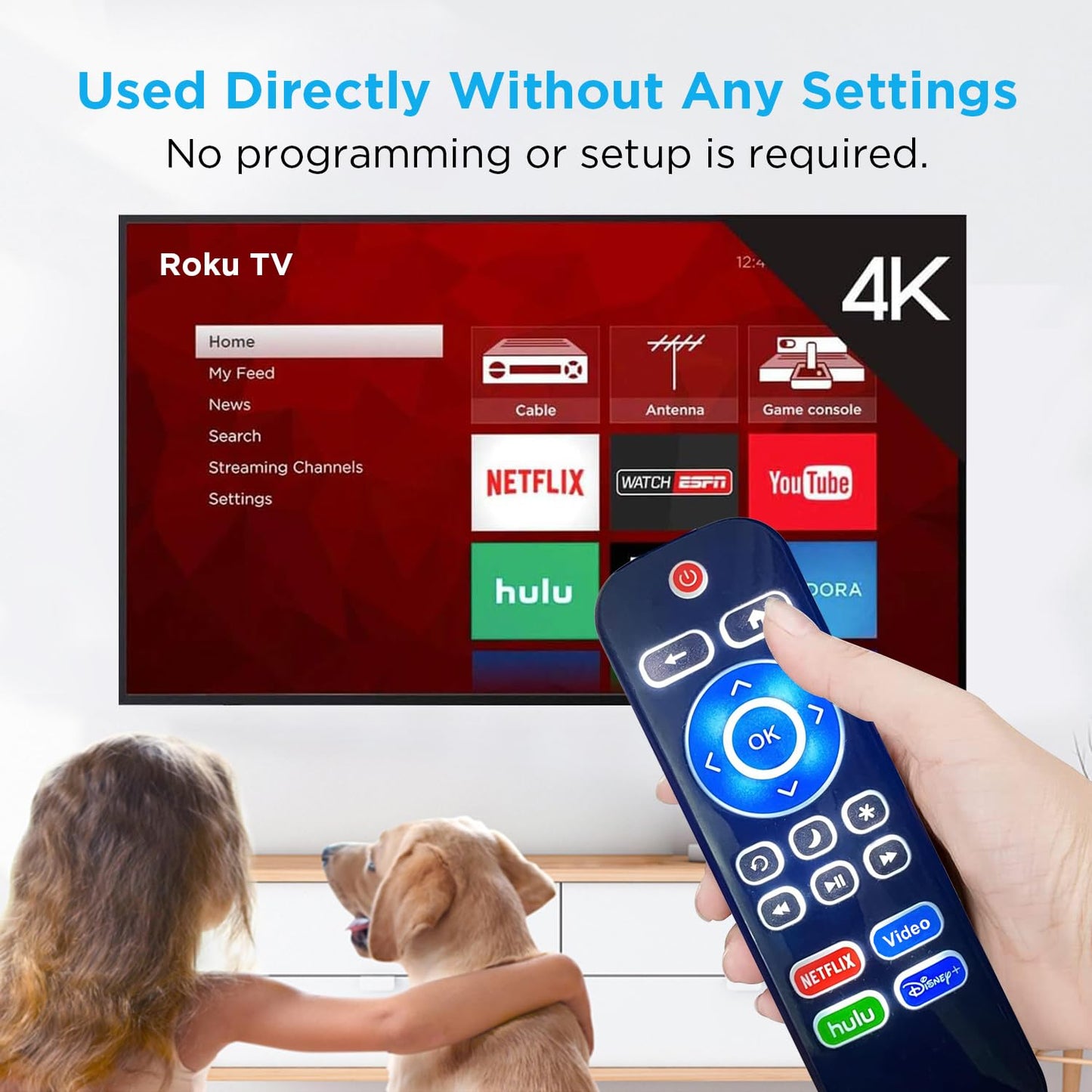 Replacement Backlit Remote Control for TCL/Hisense/Sharp/Philips/Onn/Element/Insignia/Westinghouse Roku TV (NOT for Roku Stick or Box)