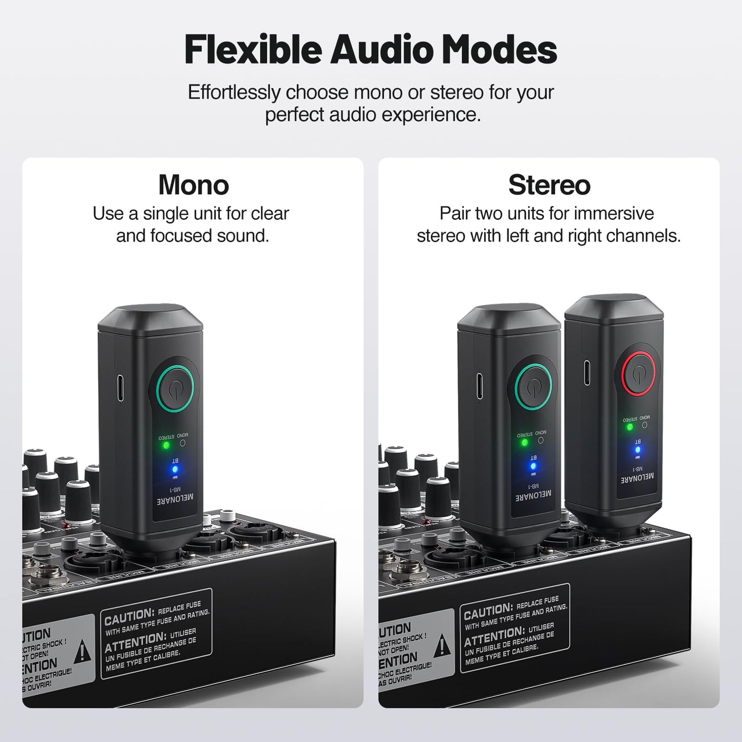 MELONARE MB-1 Wireless XLR Bluetooth Receiver, 15-Hour Battery Life, BT 5.3, High-Fidelity Audio, Mono/Stereo Mode, 150ft Range, Bluetooth Adapter