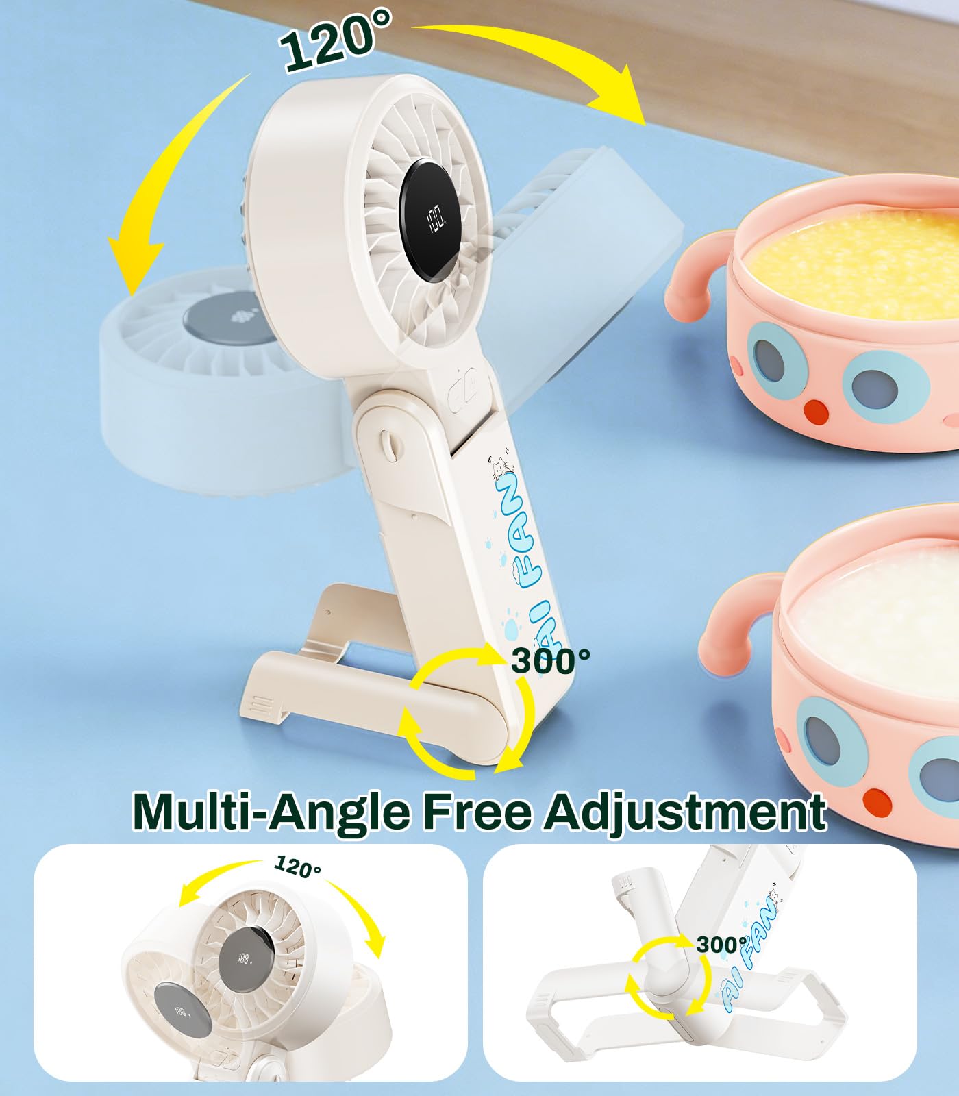 Blissfuhue 3 IN 1 Handheld Mini Fan - Portable Fan