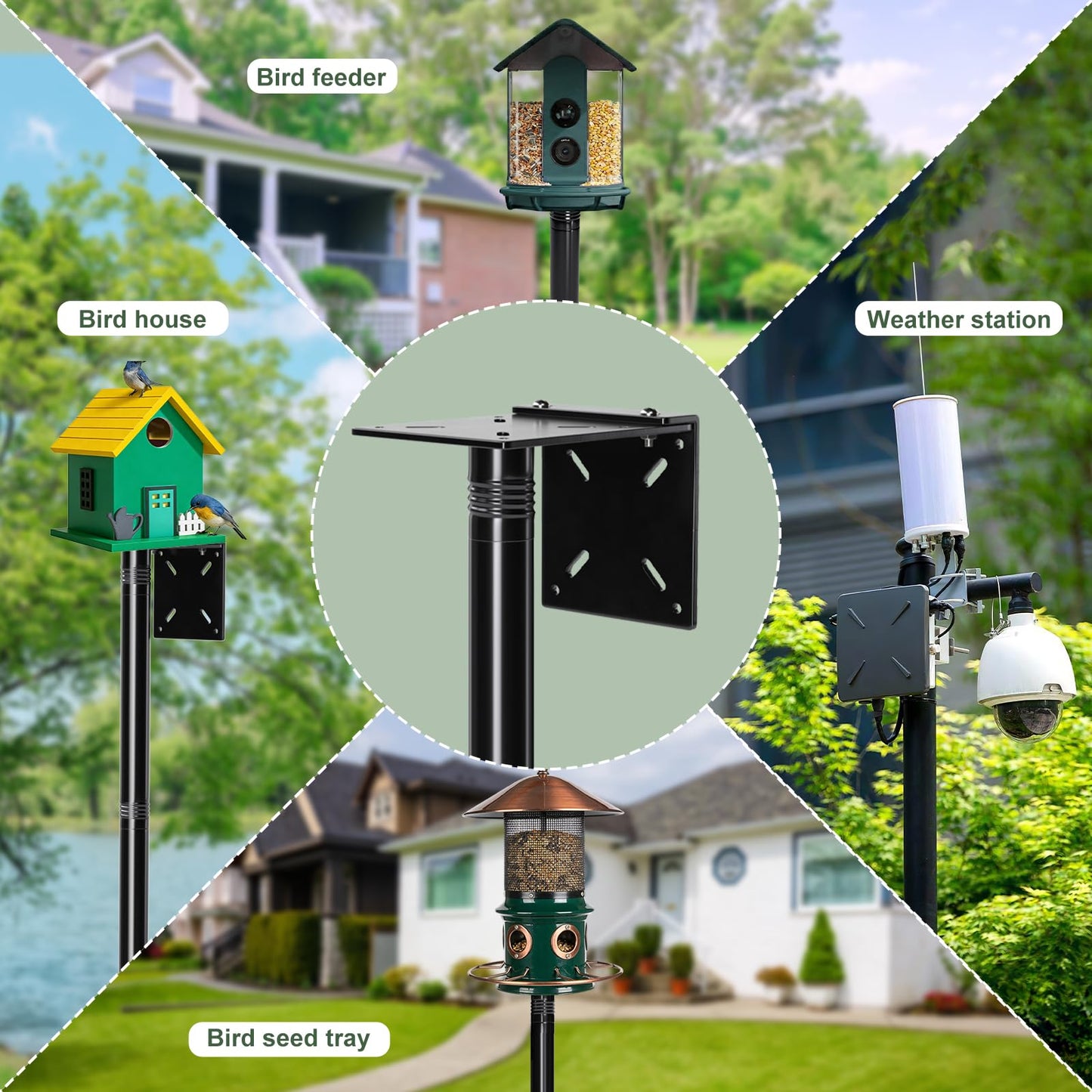 79-Inch Birdhouse Pole Stand, Heavy Duty Metal Bird House Mount with Ground Stake Base, Multi-Section Outdoor Pole for Birdhouses, Feeders & Garden