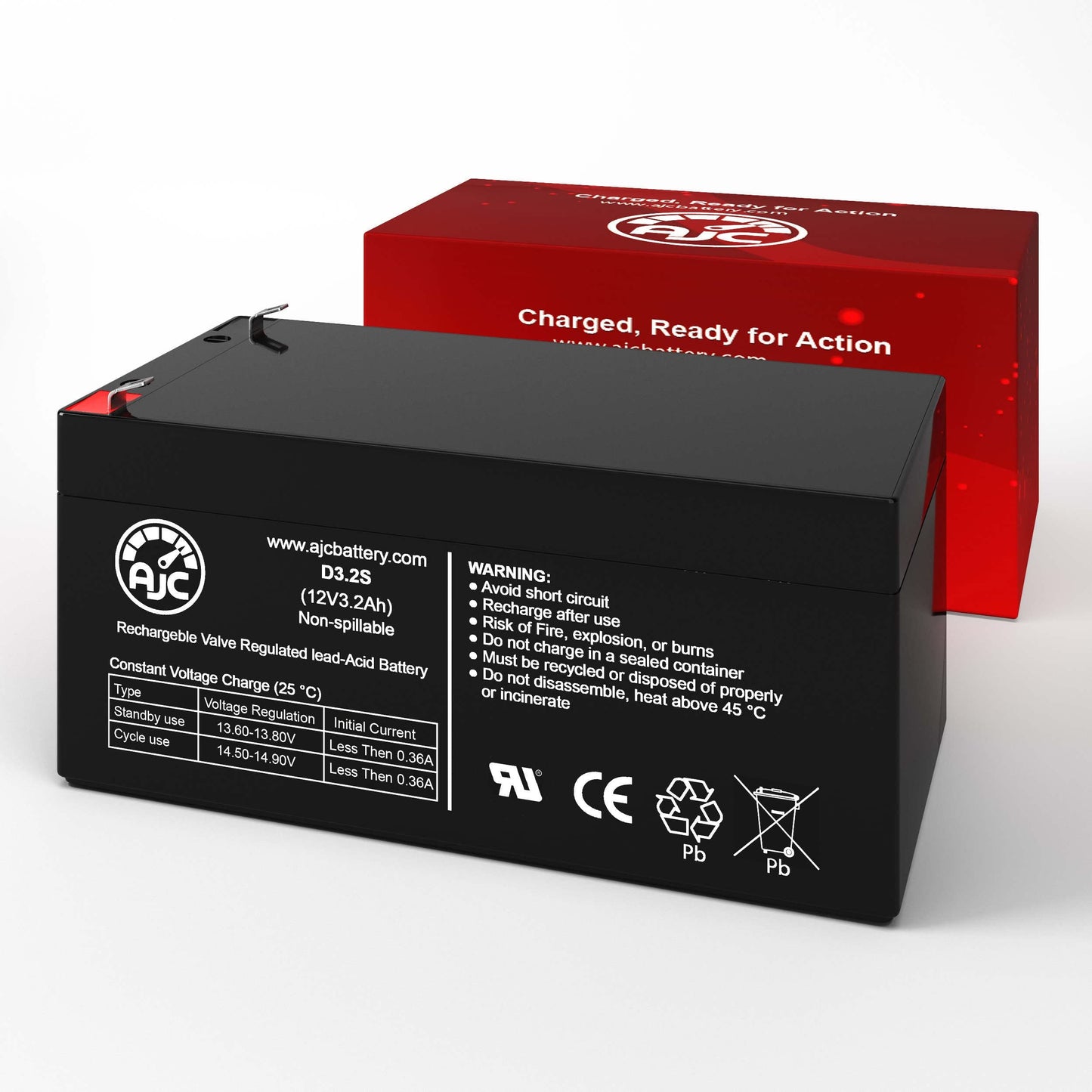 AJC Battery Compatible with B&B BP3-12 12V 3.2Ah UPS Battery