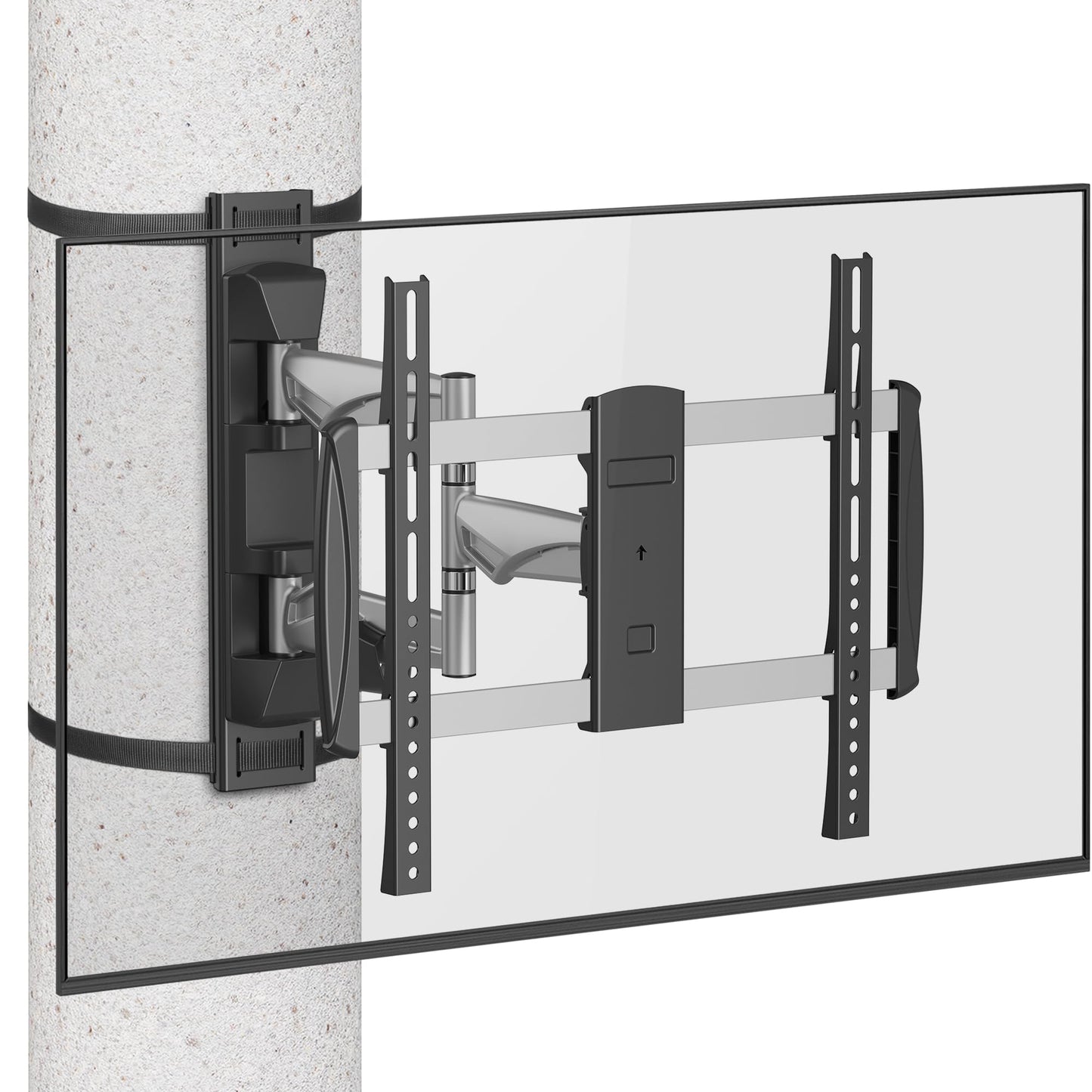 SupaTV SPTVA2164 No-Drill Strap-On TV Mount Indoor/Outdoor for Pillars, Gazebo, Pergola & Patio - Fits 37-70 in TVs to 77 lb, Full Motion Swivel Tilt