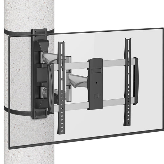 SupaTV SPTVA2164 No-Drill Strap-On TV Mount Indoor/Outdoor for Pillars, Gazebo, Pergola & Patio - Fits 37-70 in TVs to 77 lb, Full Motion Swivel Tilt
