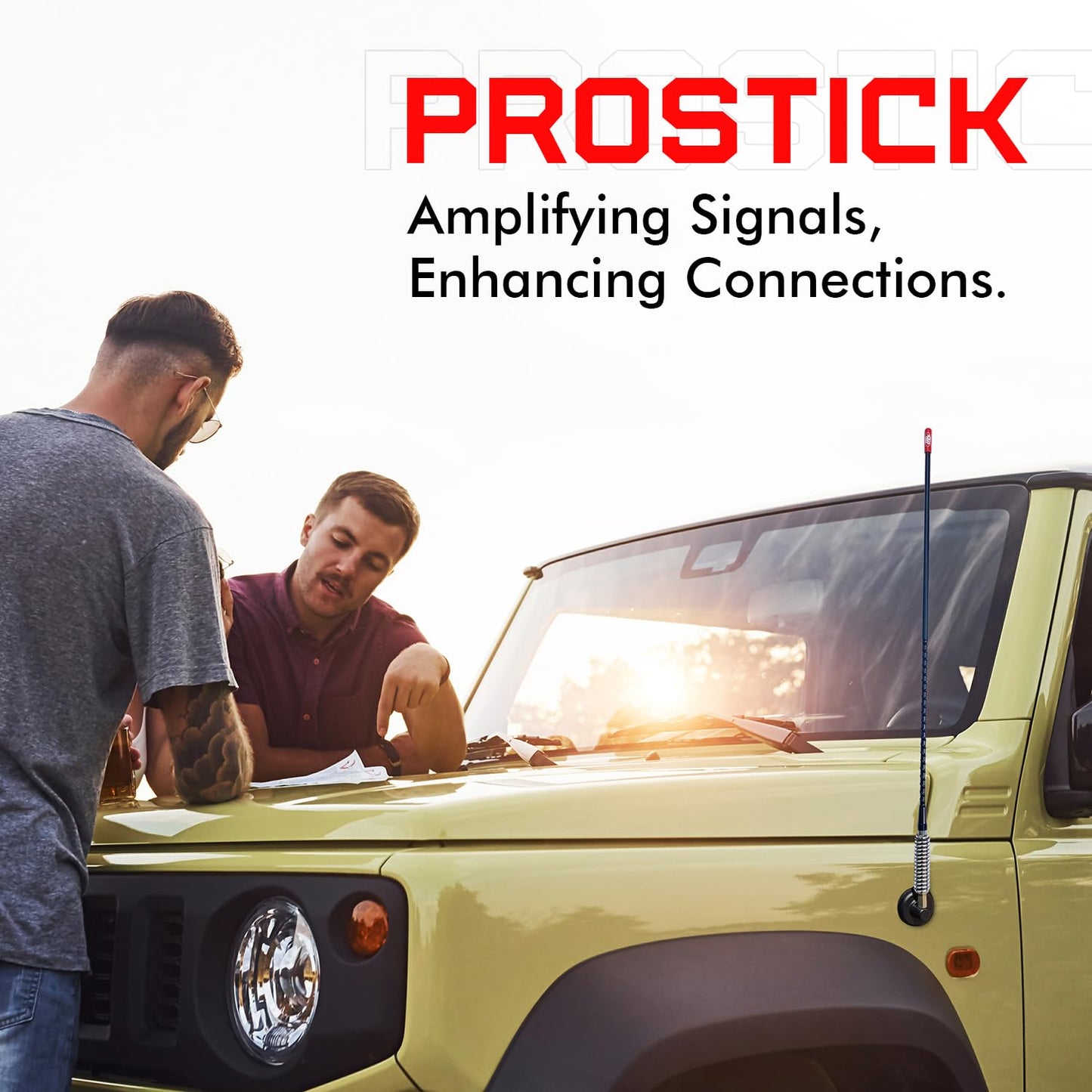 Prostick 4 Foot Fiberglass Black Passive CB Radio Antenna with Heavy Duty Stainless Steel Spring.