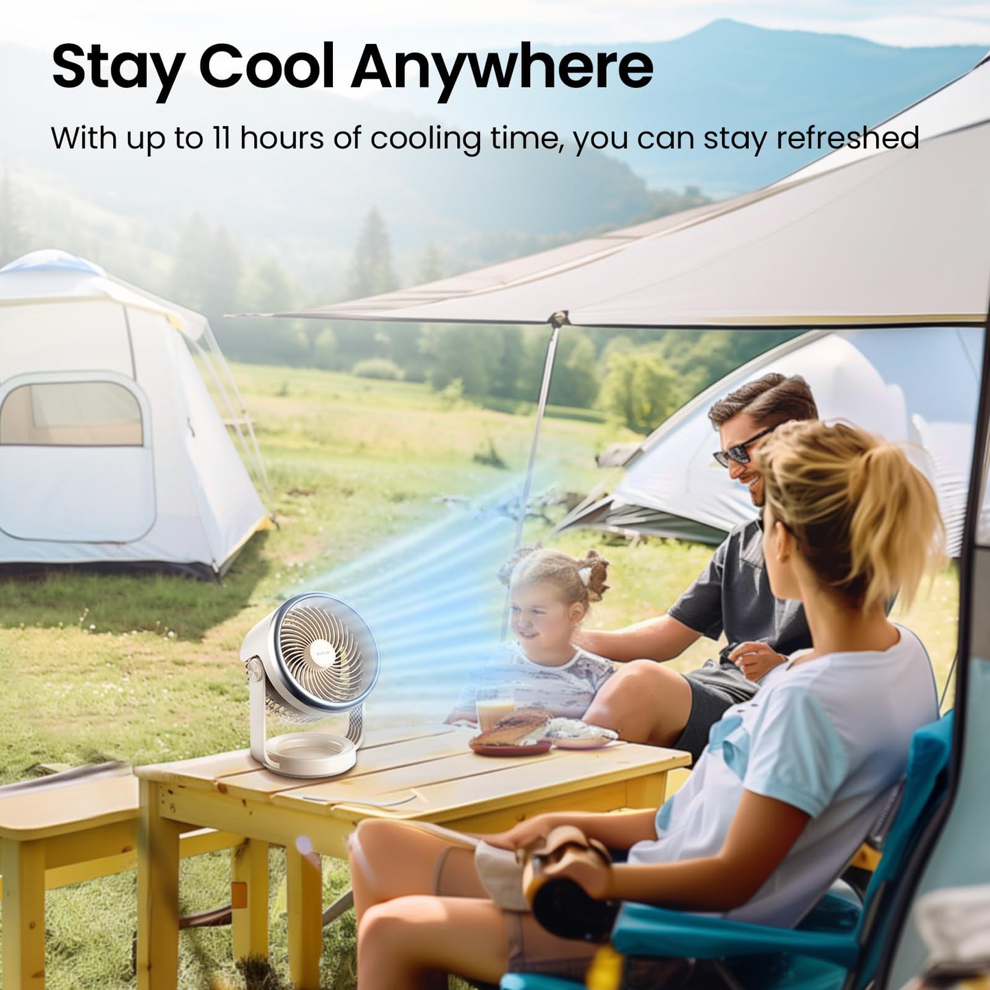 BURLAN Quiet Desk Fan for Bedroom, Battery Powered Personal Portable Fan